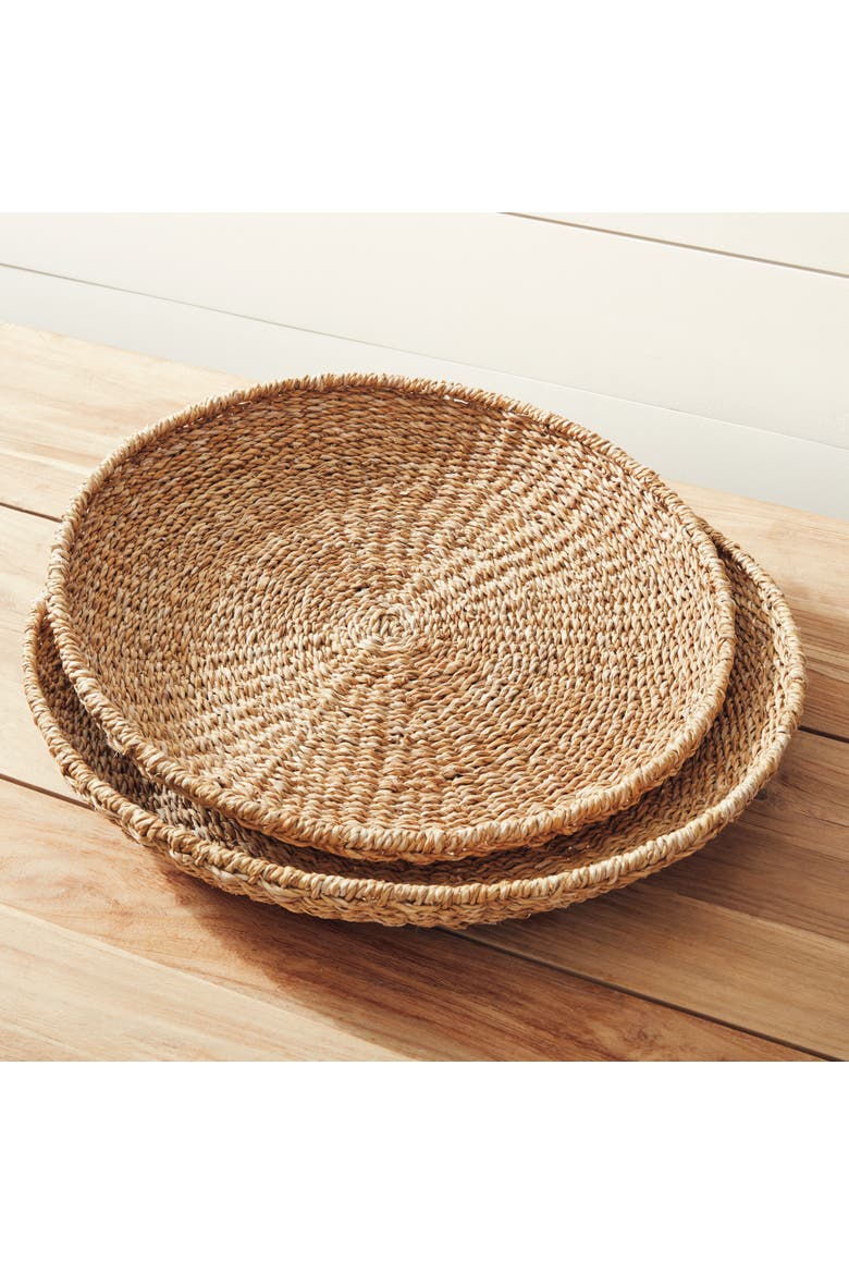 Seagrass Round Trays Set of 3, Alternate, color, Beige