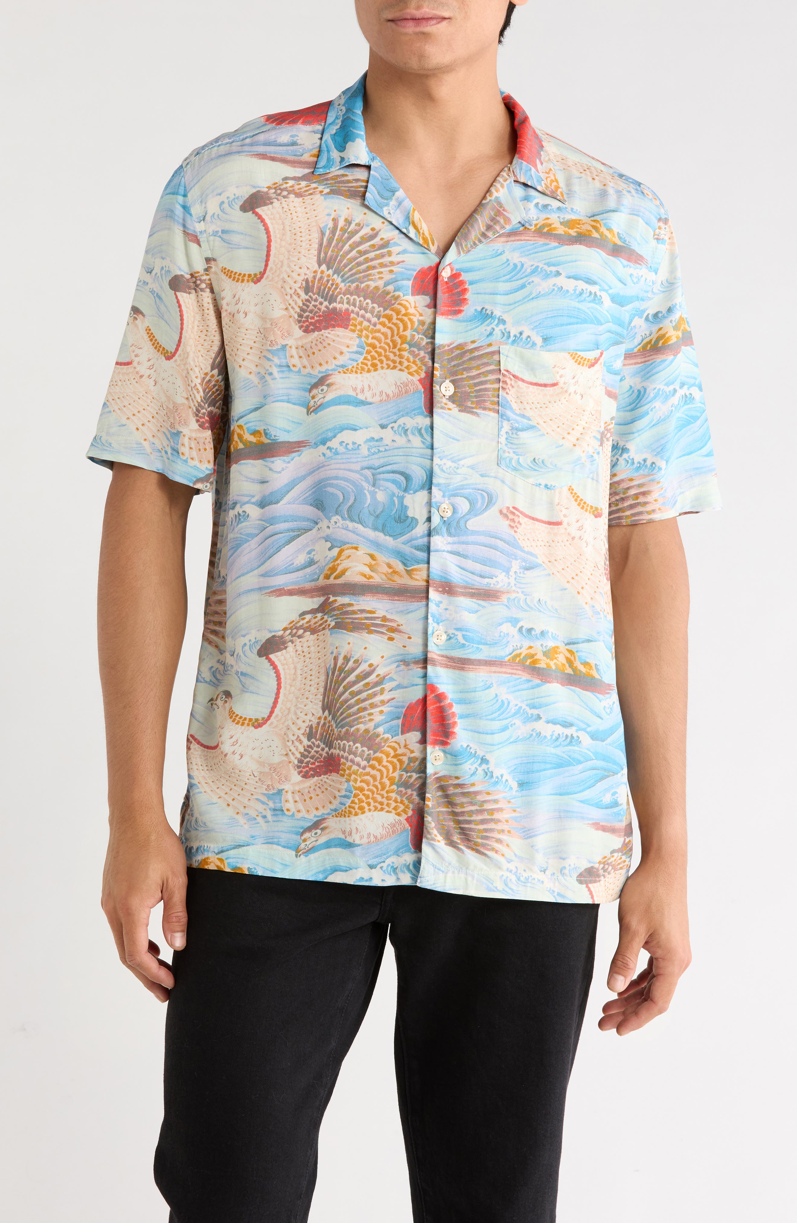Relaxed Fit Corsican Short Sleeve Button-Up Shirt