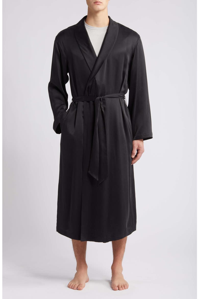 Washable Silk Robe, Main, color, IMMERSED BLACK