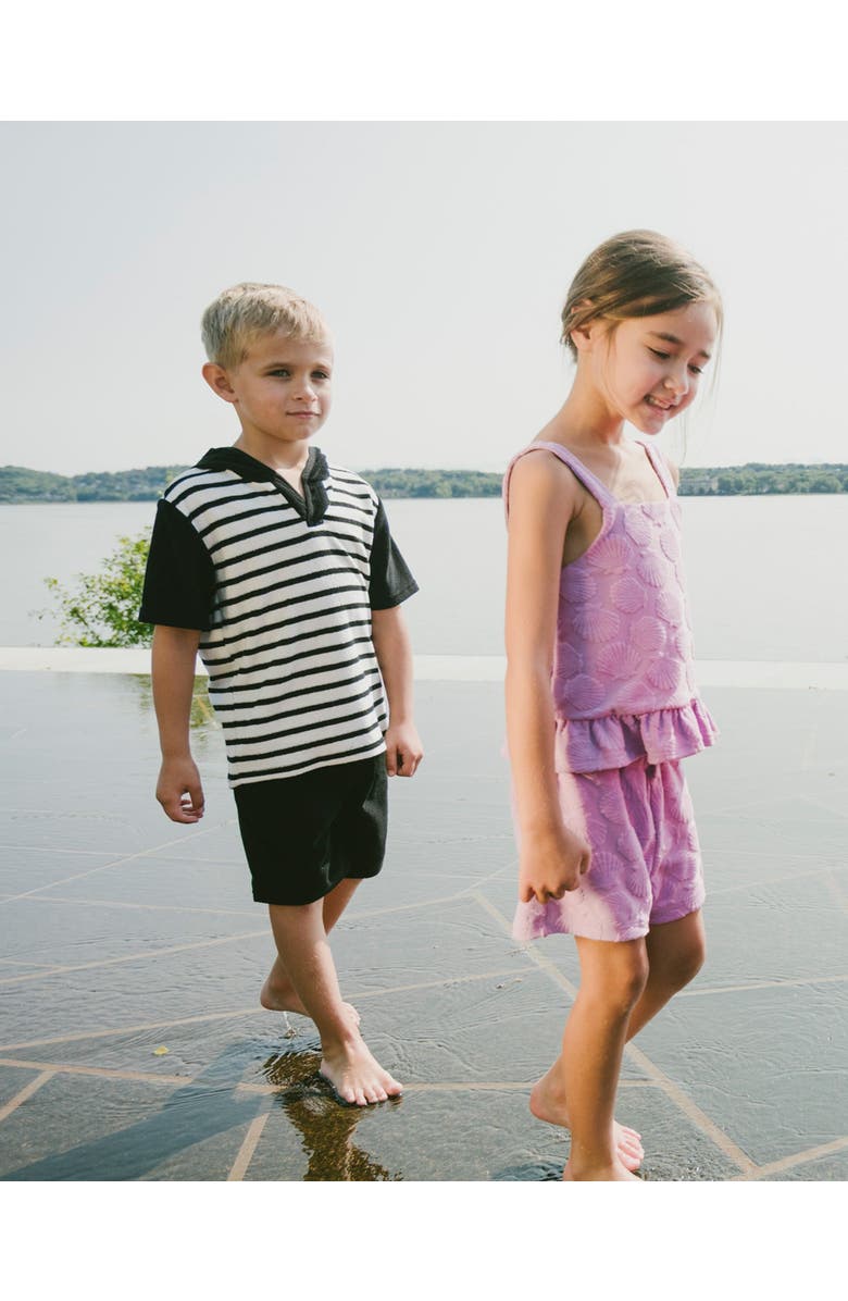 Deux par Deux Terry Sleeveless Tank Top with Elastic Waist Shorts Set, Alternate, color, Lilac