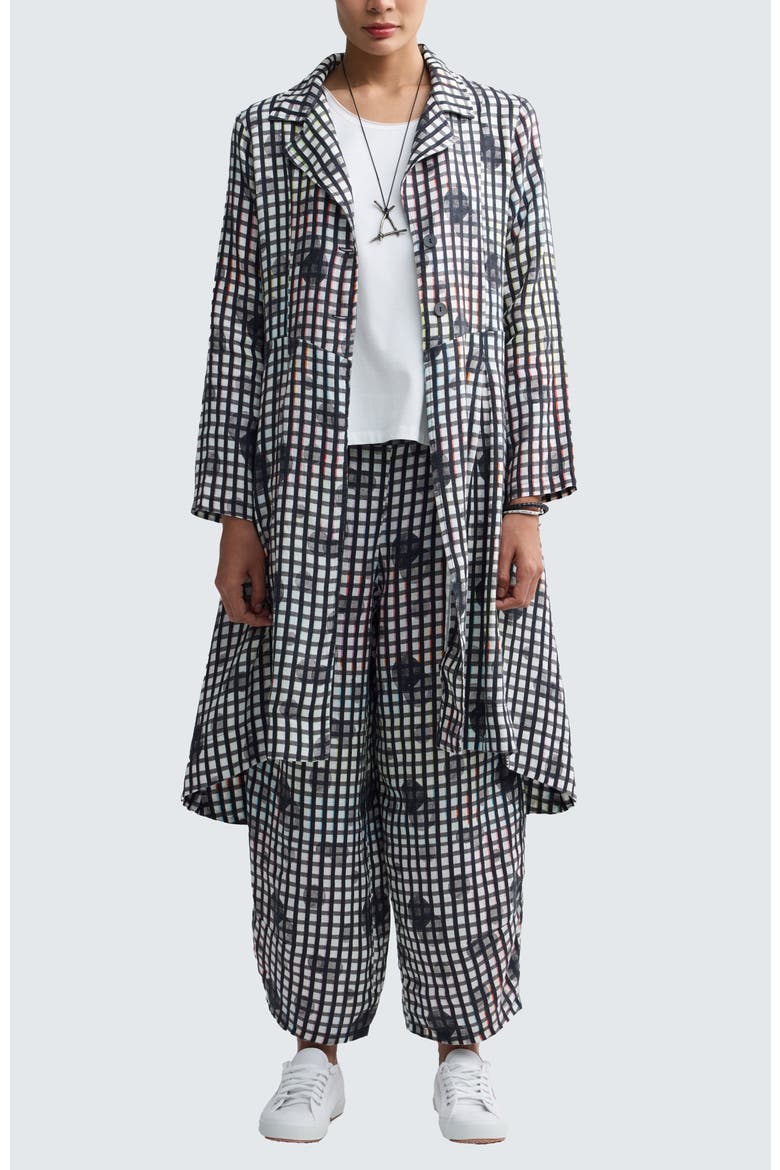 Ismera Neon Print Linen Long Jacket, Alternate, color, Neon Black