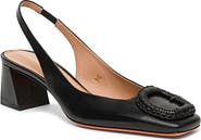 Santoni Leather Mid-Heel Slingback