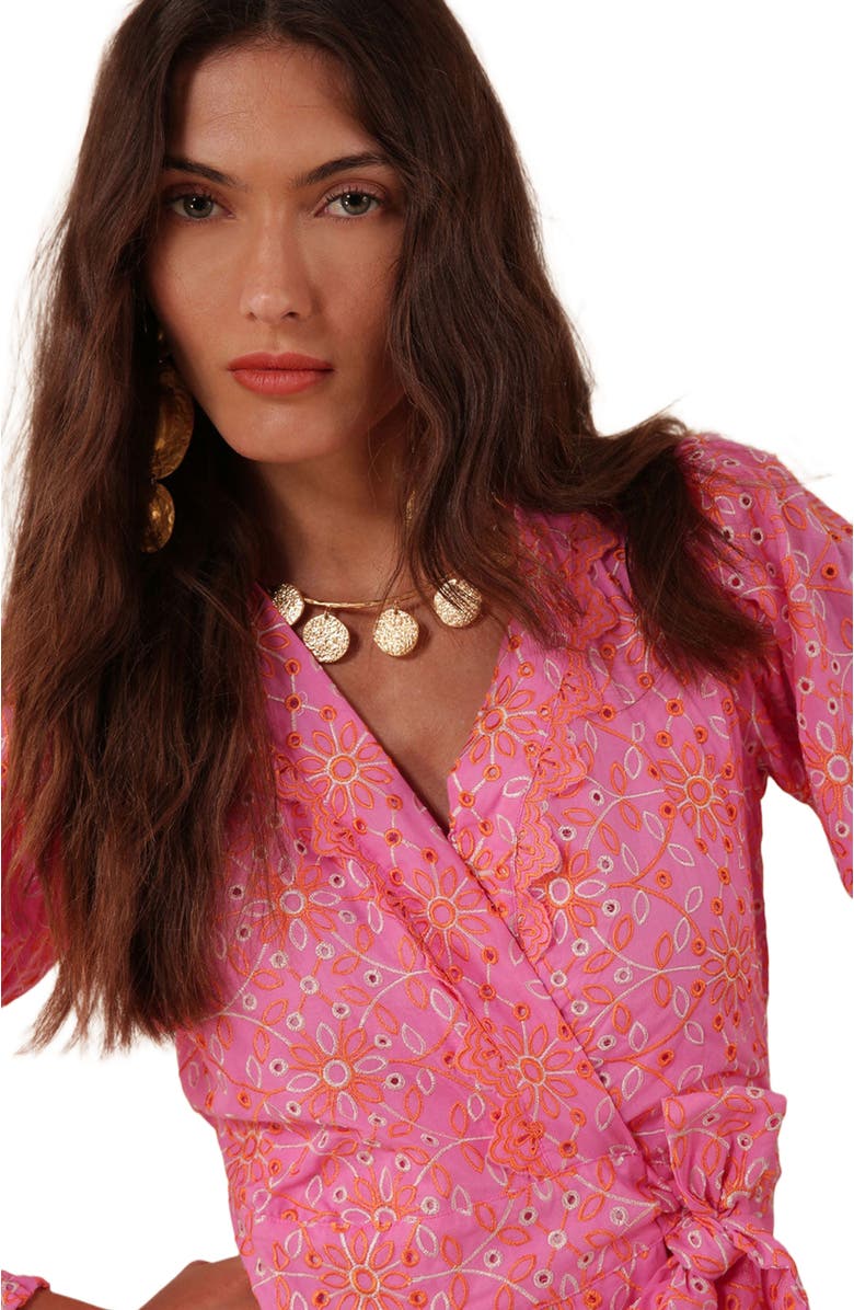 Hale Bob Kehlani Eyelet Wrap Dress, Alternate, color, 