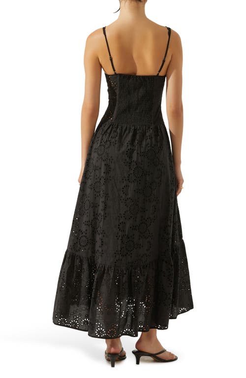 Astr The Label Yamila Cotton Eyelet High-low Dress In Black