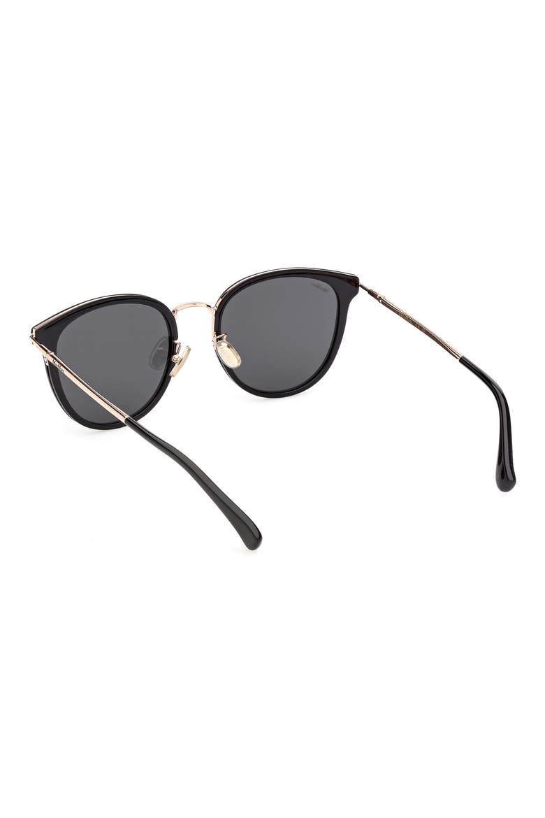 55mm Round Sunglasses, Alternate, color, SHINY BLACK / SMOKE