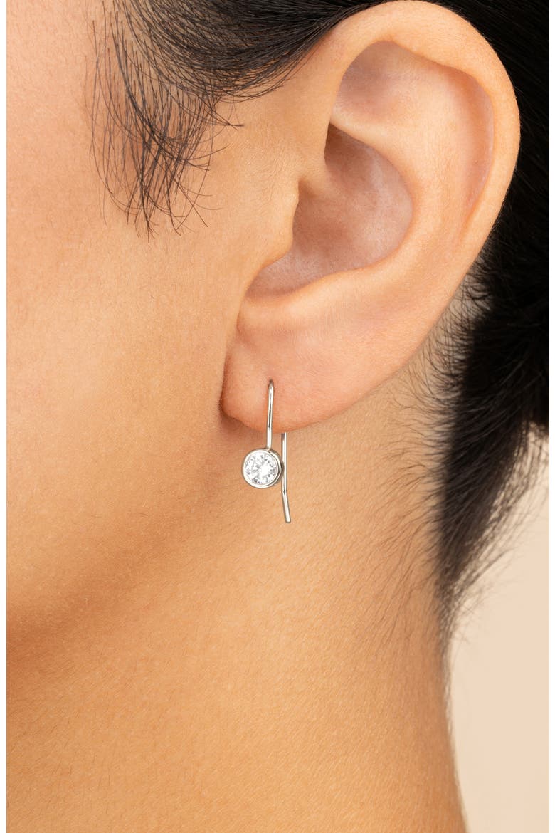 Elspeth Bezel Set CZ Drop Earrings, Alternate, color, SILVER