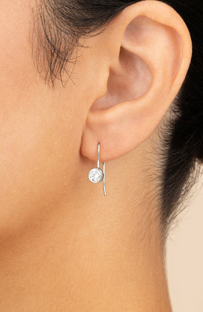 Sterling Forever Elspeth Bezel Set CZ Drop Earrings, Alternate, color, Silver