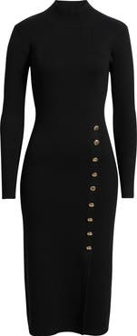 Elie Tahari The Chaya Button Detail Long Sleeve Sweater Dress