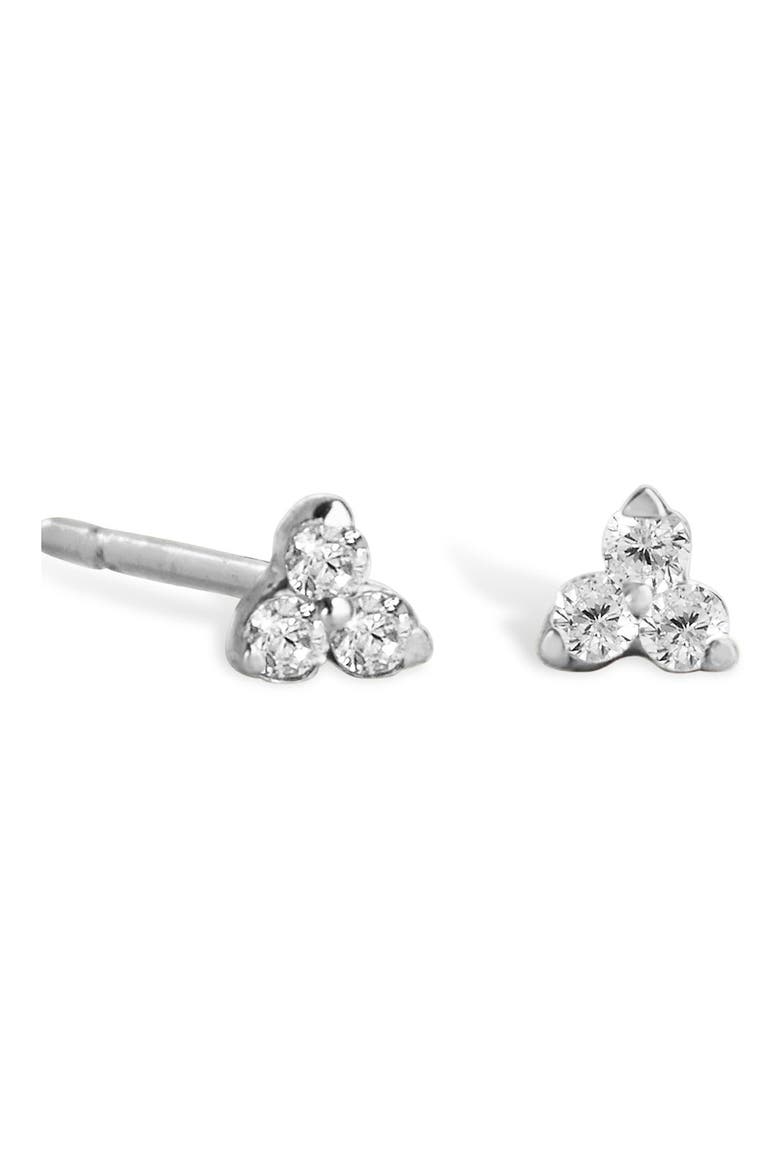 14K Gold Trio Diamond Stud Earrings - 0.06 ctw, Main, color, WHITE