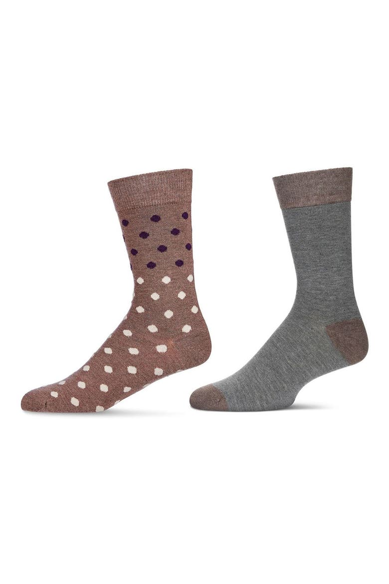 Assorted 2-Pack Crew Socks, Main, color, BROWN
