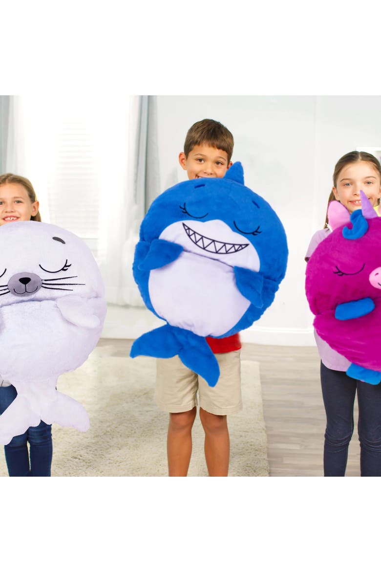Pillow & Sleepy Sack, Large Blue Shark 66x30 Inches, 7+, Alternate, color, Blue