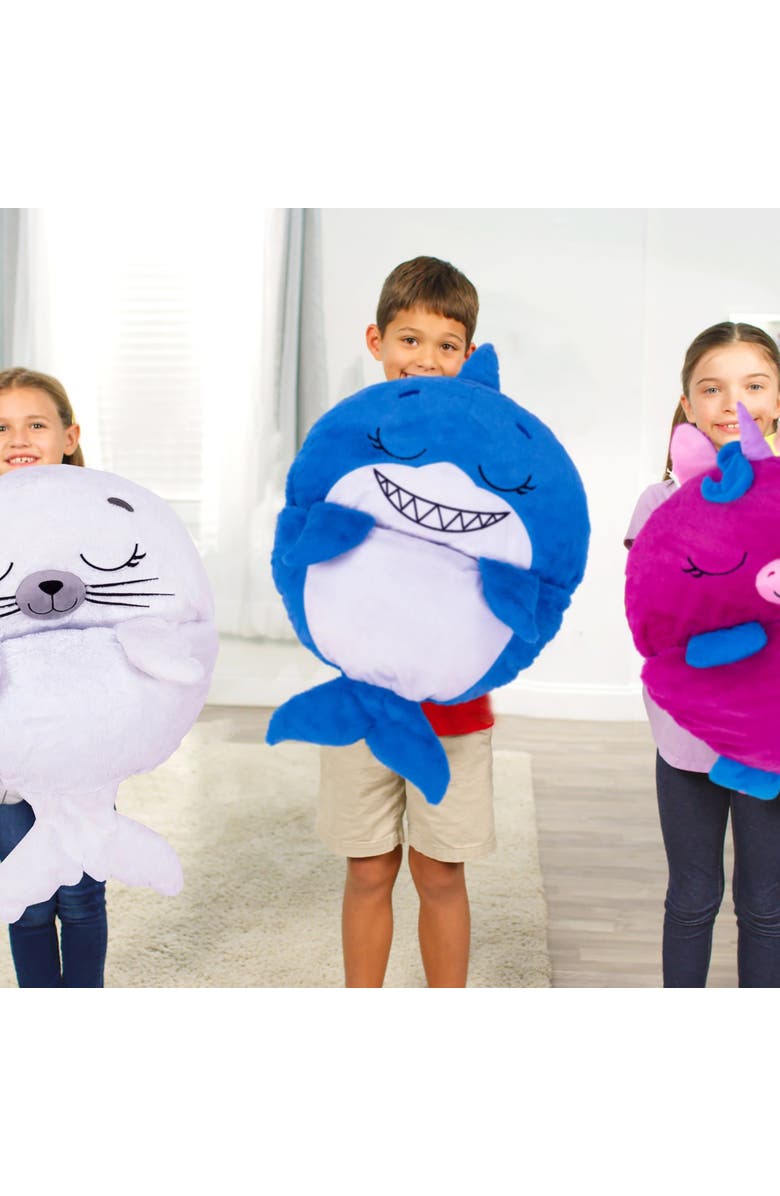 Happy Nappers Pillow & Sleepy Sack, Large Blue Shark 66x30 Inches, 7+, Alternate, color, 