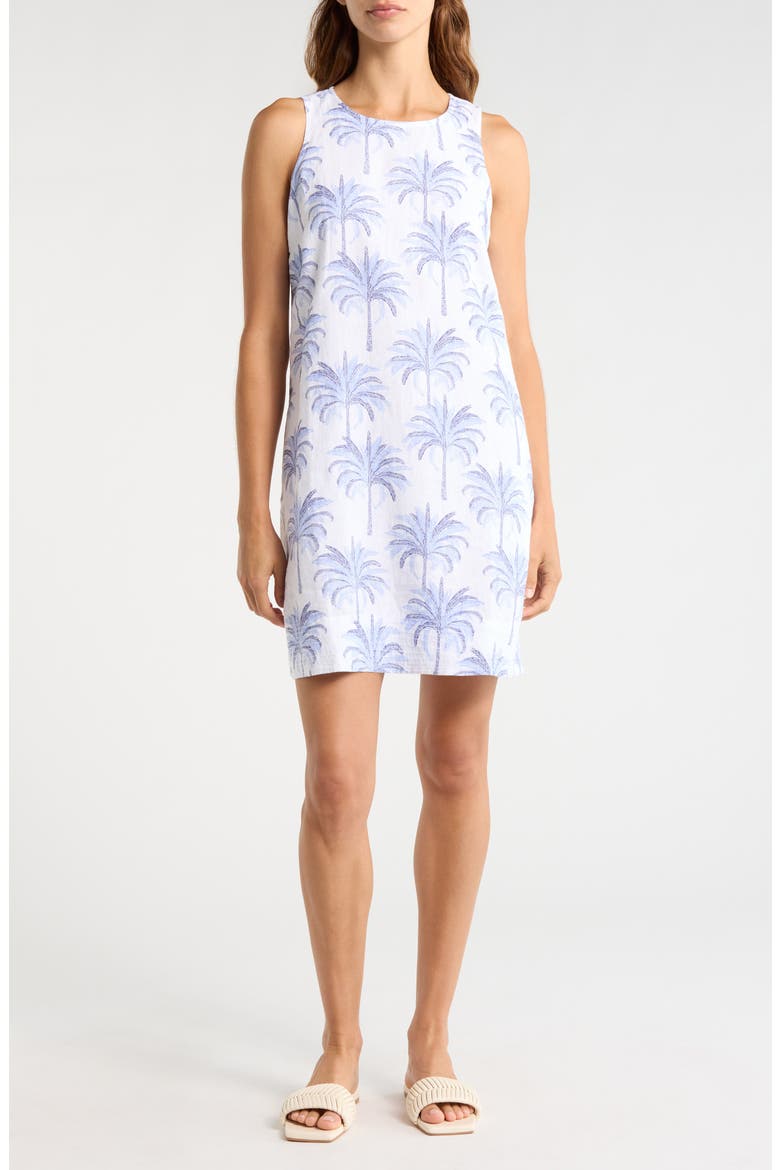Palm Banks Sleeveless Linen Shift Minidress, Main, color, SANIBEL BLUE