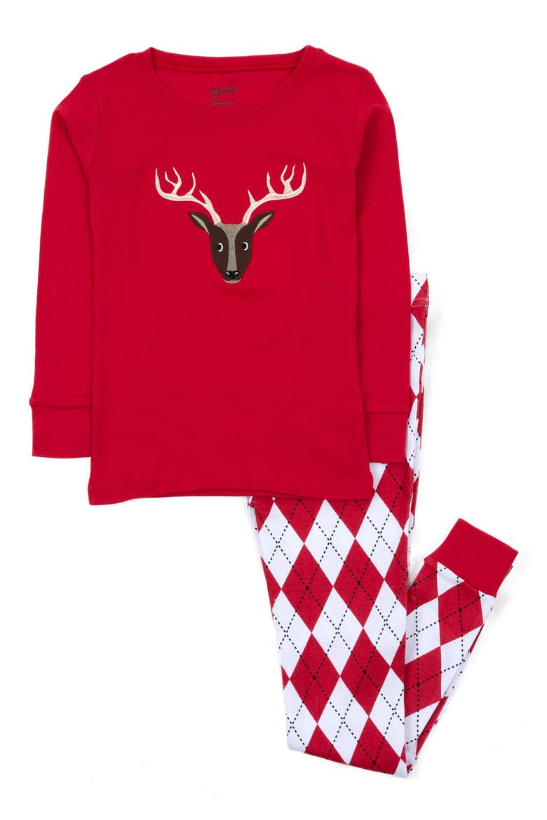 Kids Two-Piece Cotton Matching Family Holiday Pajamas, Argyles & Holiday Prints, Main, color, RED