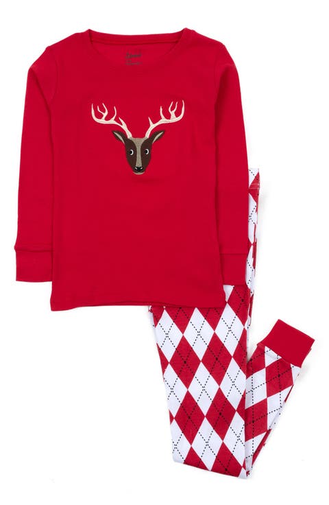 Kids Two-Piece Cotton Matching Family Holiday Pajamas, Argyles & Holiday Prints