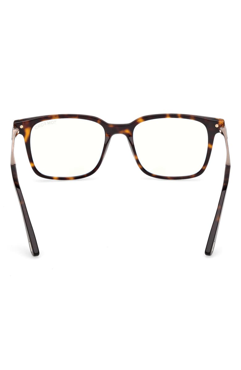 TOM FORD 53mm Square Optical Glasses, Alternate, color, Shiny Dark Havana / Rose Gold