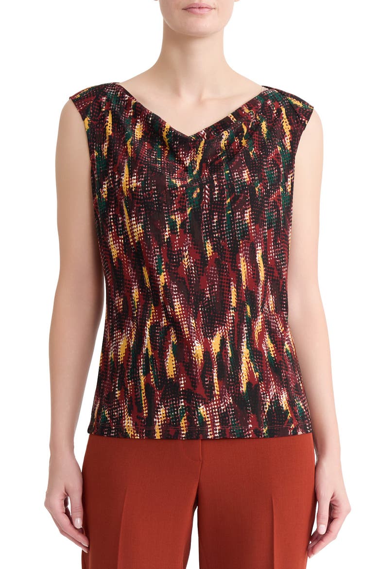 Cowl Neck Sleeveless Top, Main, color, SEPIA SPICE MULTI