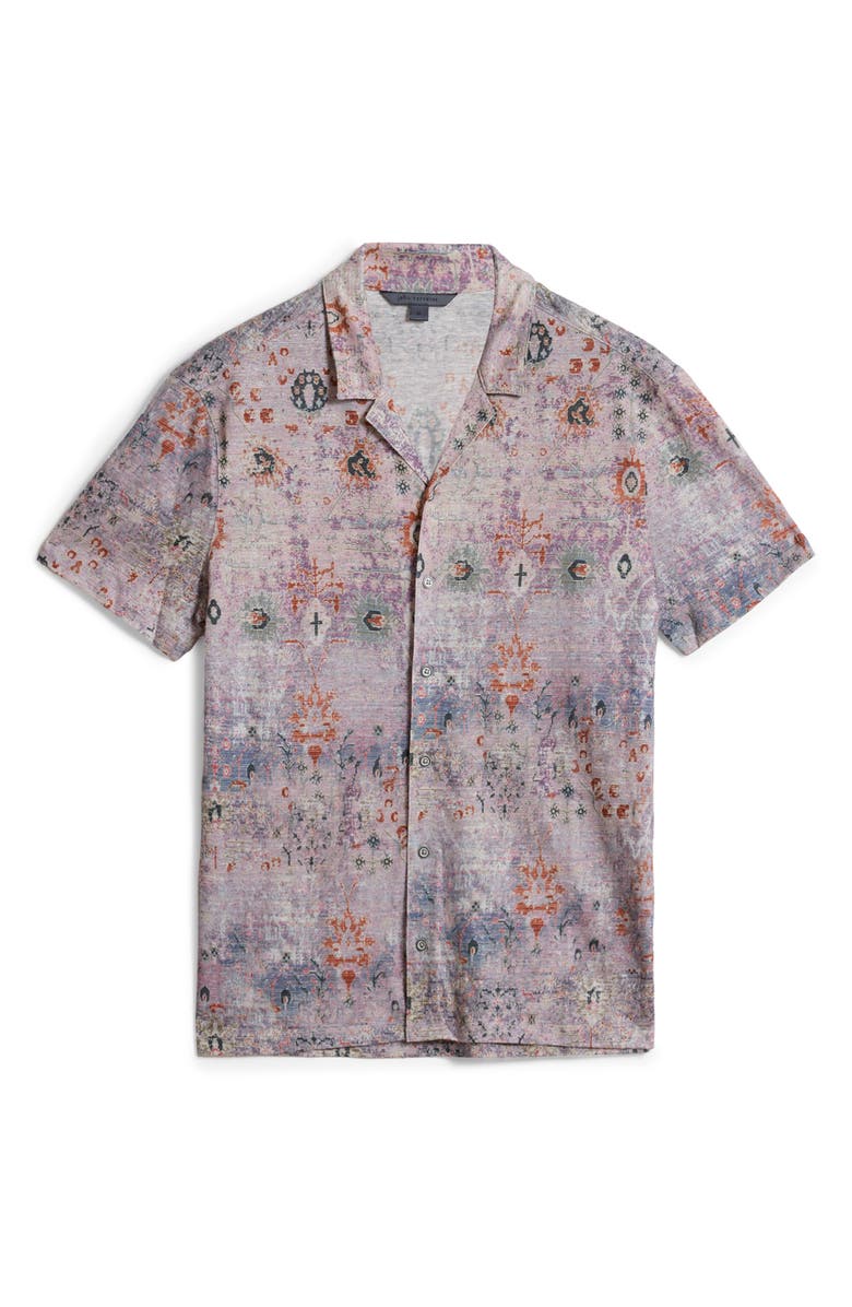 John Varvatos Espino Organic Linen Knit Camp Shirt, Alternate, color, Lavender