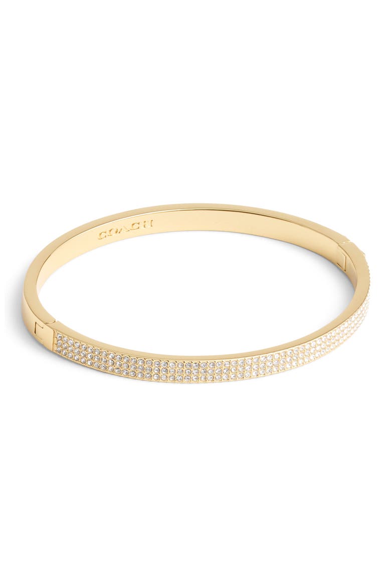 Frontal Crystal Pavé Hinged Bangle Bracelet, Main, color, CRYSTAL/ GOLD