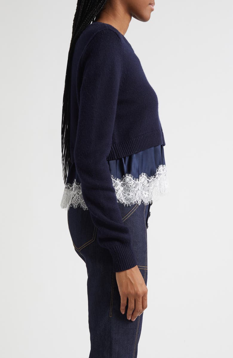 Cinq à Sept Zyla Mixed Media Sweater, Alternate, color, Navy/Navy/Ivory