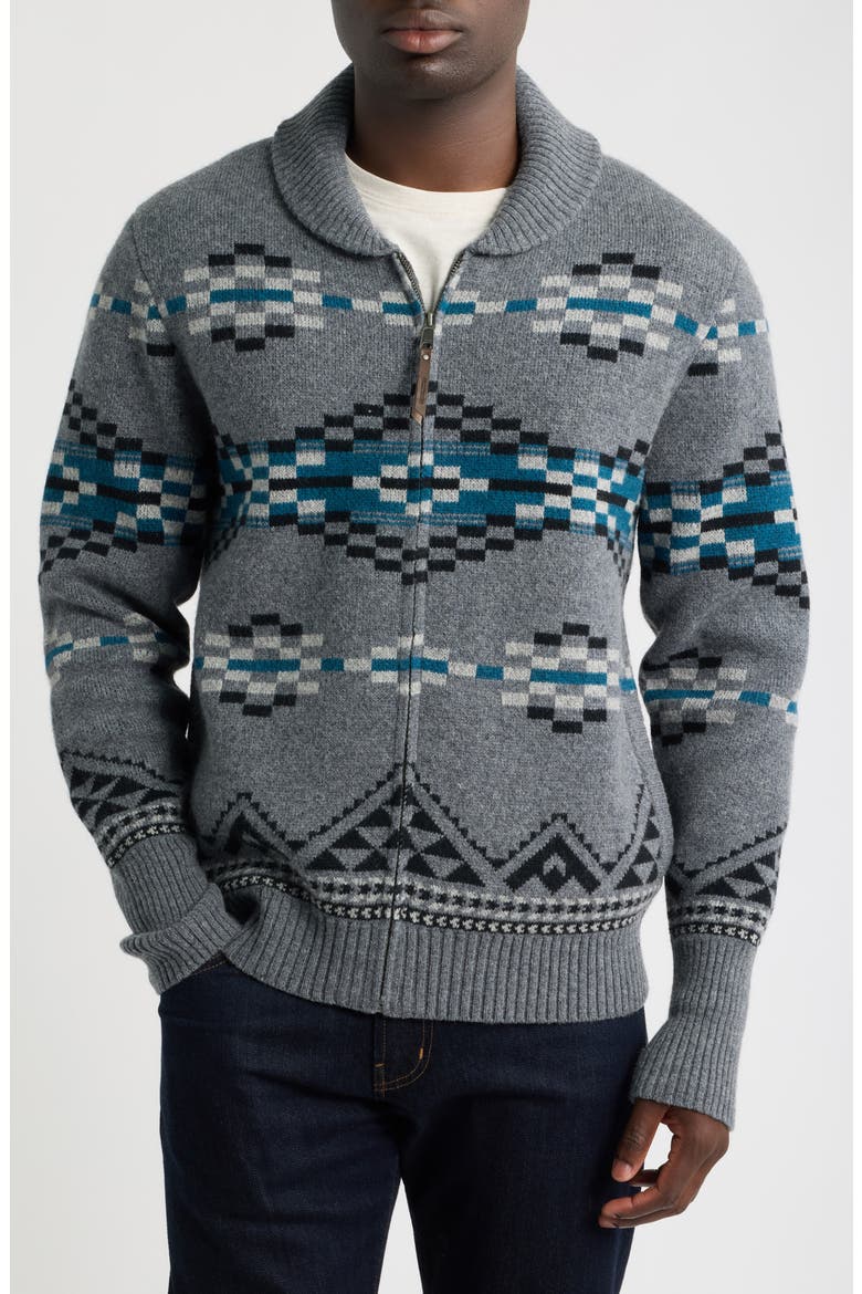 Lost Trail Lambswool Zip Cardigan, Alternate, color, LOST TRAIL CHARCOAL