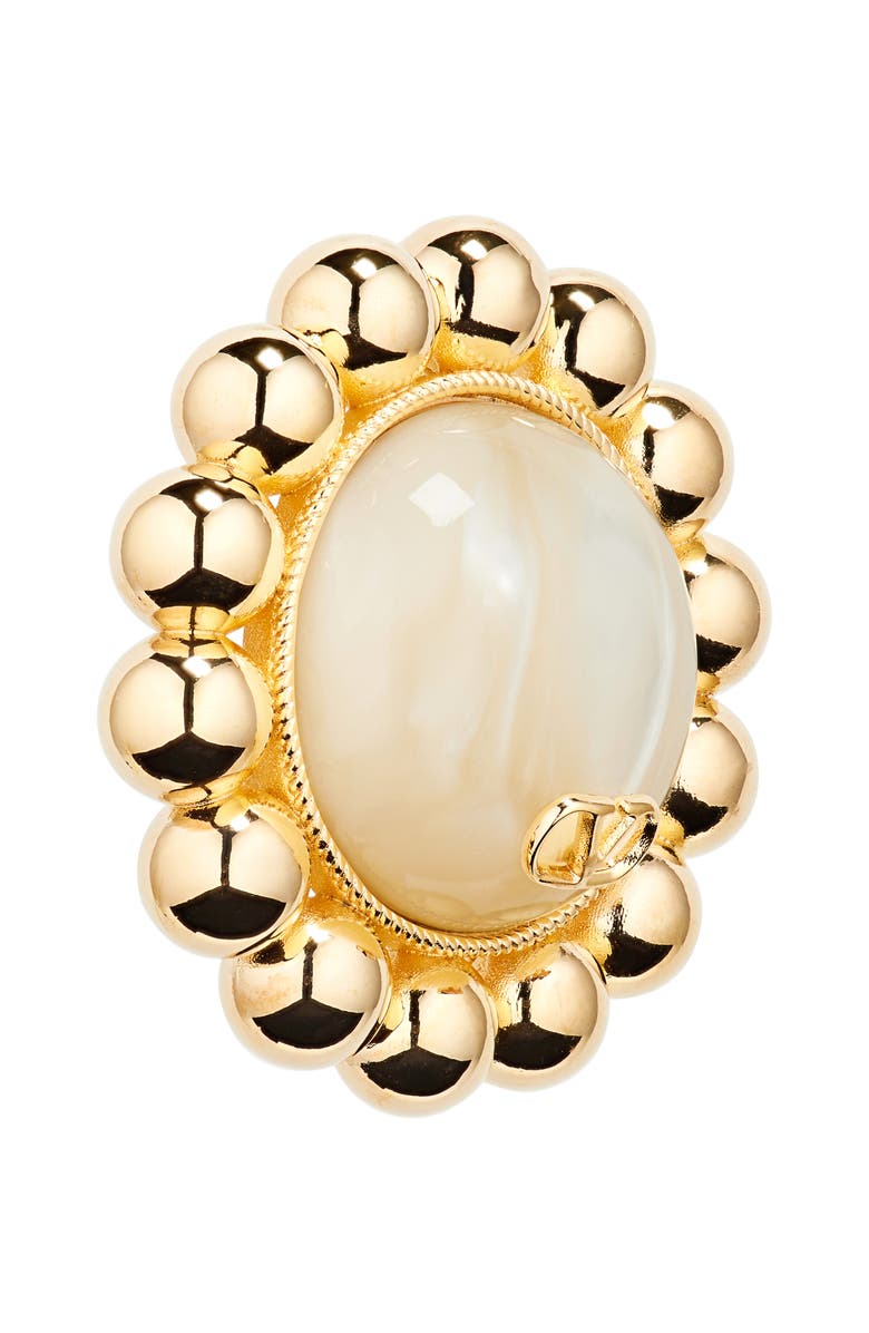 Valentino Garavani Pas Plus VLOGO Faux Pearl Clip-On Earrings, Alternate, color, Gold/ Cream