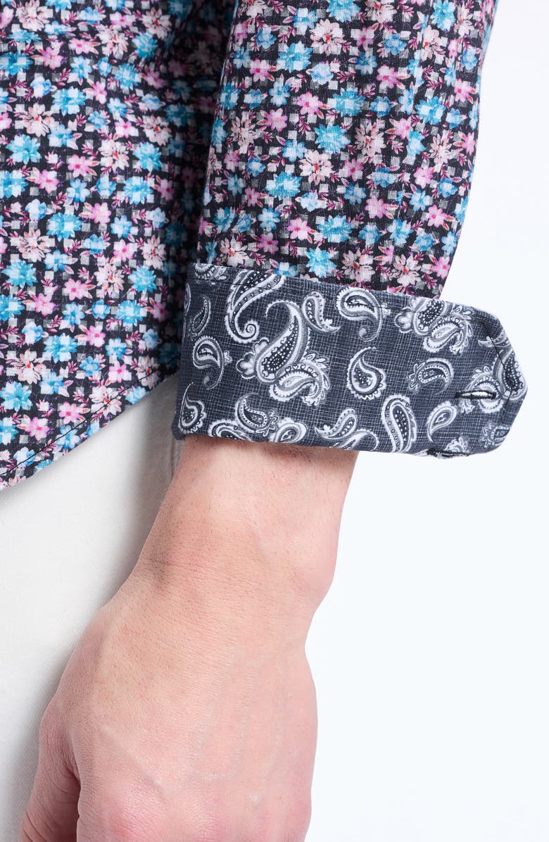 Robert Graham Shipton Stretch Cotton Button-Up Shirt, Alternate, color, Blue Multi