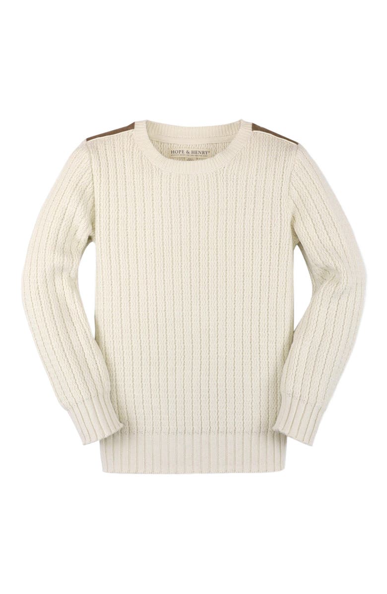 Hope & Henry Boys' Organic Crew Neck Pullover Sweater with Suede Detail, Kids, Main, color, 
