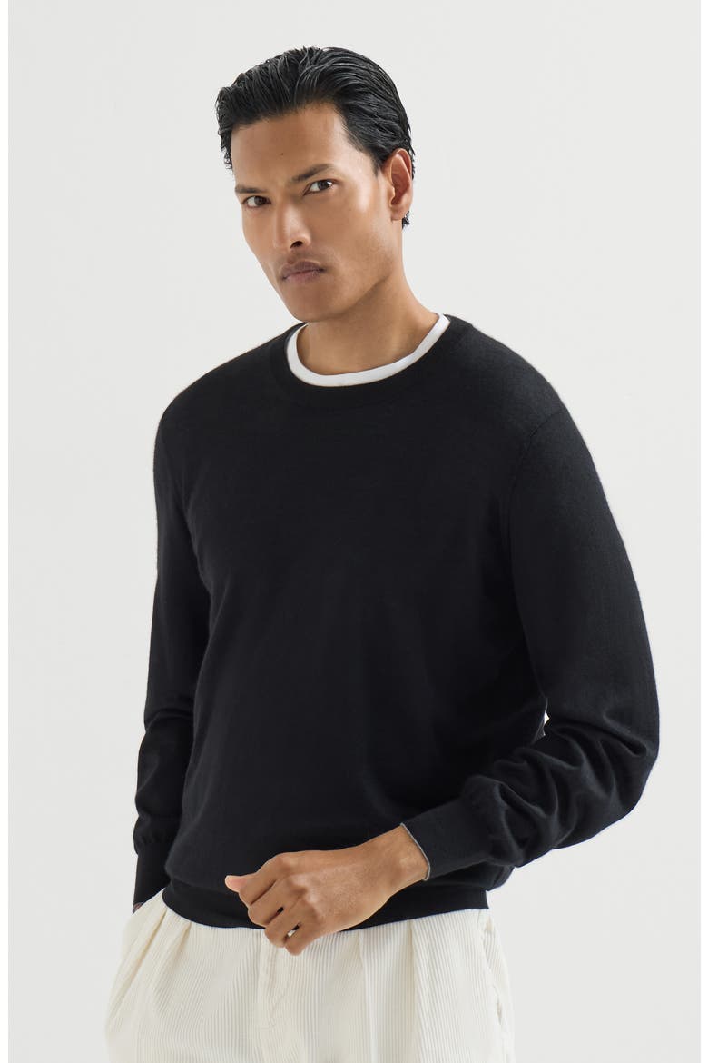 Cashmere and silk lightweight sweater, Main, color, Black