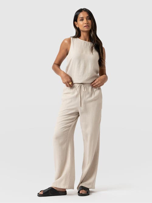 Saint + Sofia Corinne Linen Pant In Beige