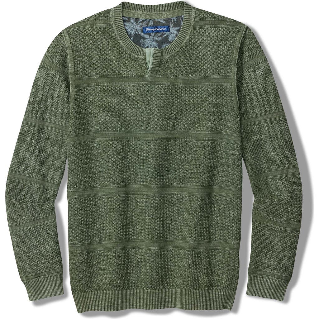 Tommy Bahama Saltwater Tide Abaco Cotton Split Neck Sweater In Green
