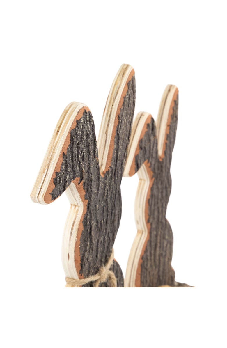 Northlight Rabbit Trio Wooden Tree Bark Easter Decoration - 15.75", Alternate, color, Brown