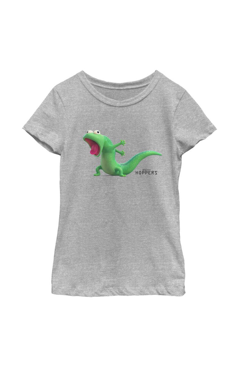 Hoppers Girl's Hoppers Tom Lizard Excitement Pose  Graphic T-Shirt, Main, color, Athletic Heather