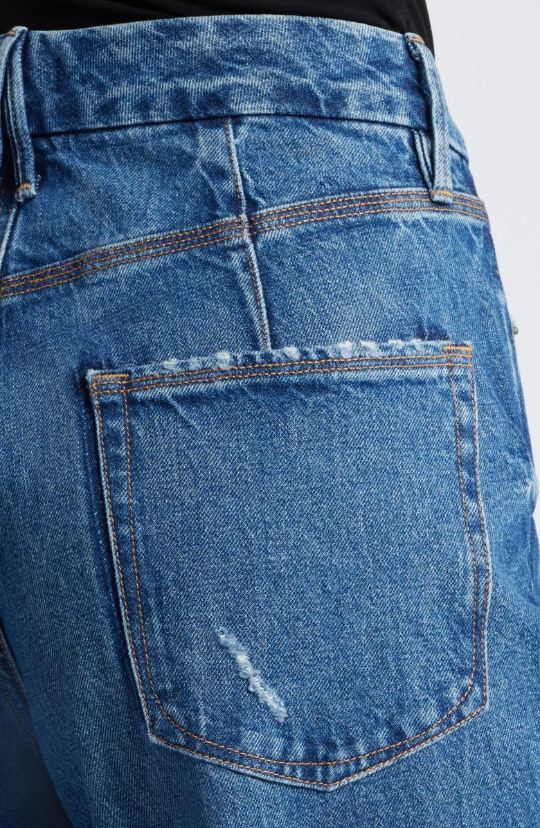 Good American Good '90s Crossover Waist Straight Leg Jeans, Alternate, color, Indigo713