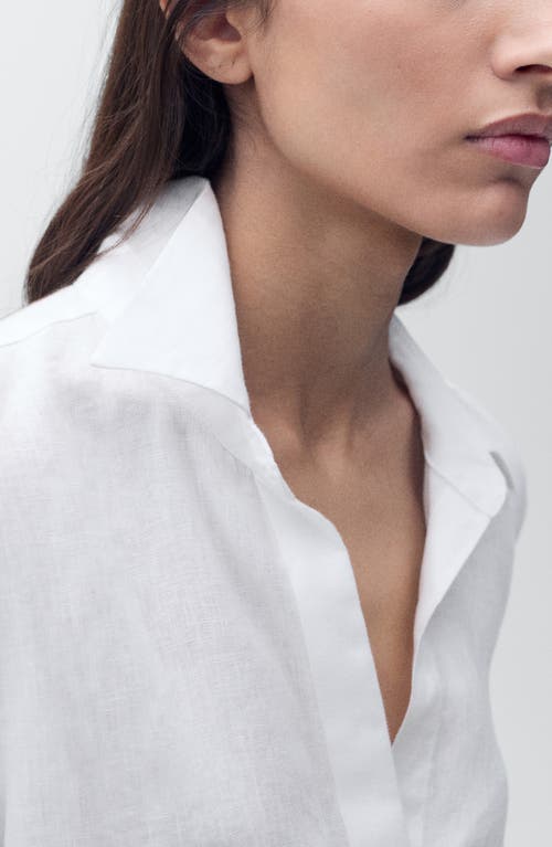 Mango Linen Shirt In White