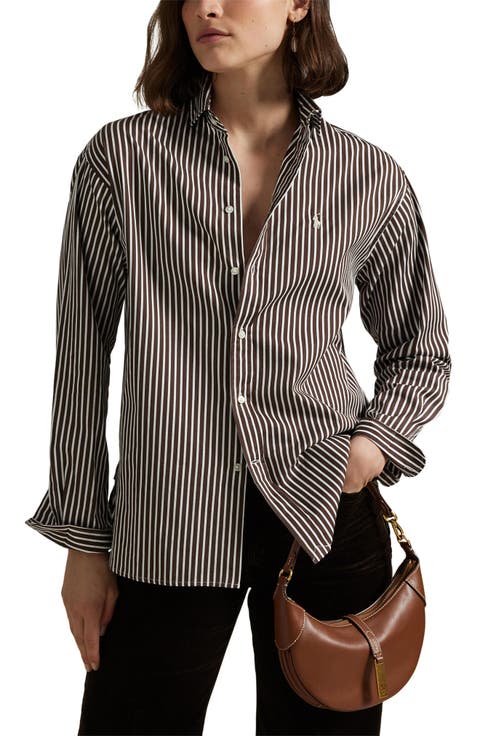 Stripe Relaxed Fit Cotton Button-Up Shirt