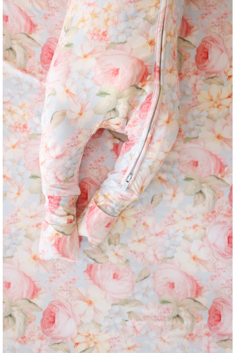 Floral Fitted Convertible One-Piece Pajamas, Alternate, color, LIGHT/ PASTEL BLUE
