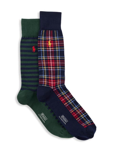 Big & Tall 2-pk Holiday Plaid Striped Socks