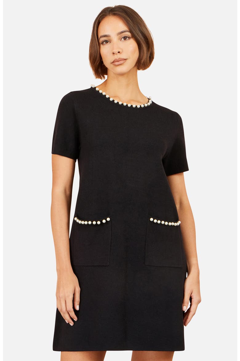 Embellished Detail Knitted Tunic Dress, Alternate, color, Black