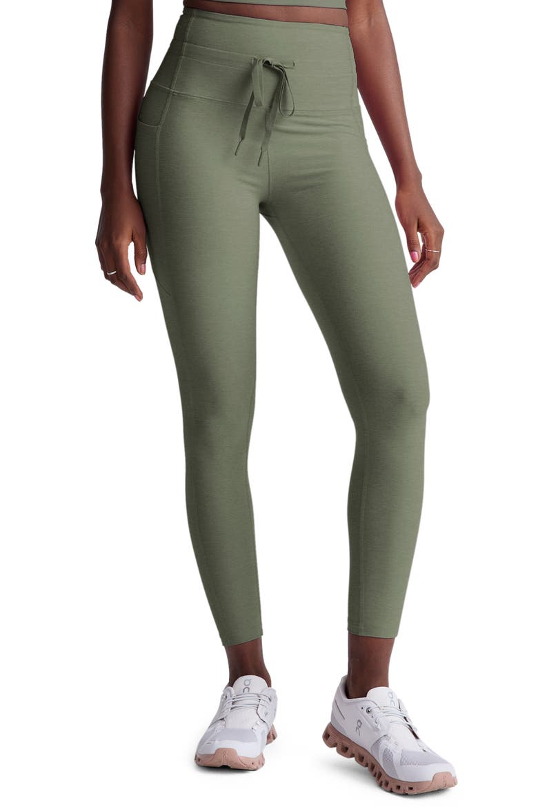 Space Dye Pocket Midi Leggings, Main, color, SAGE HEATHER