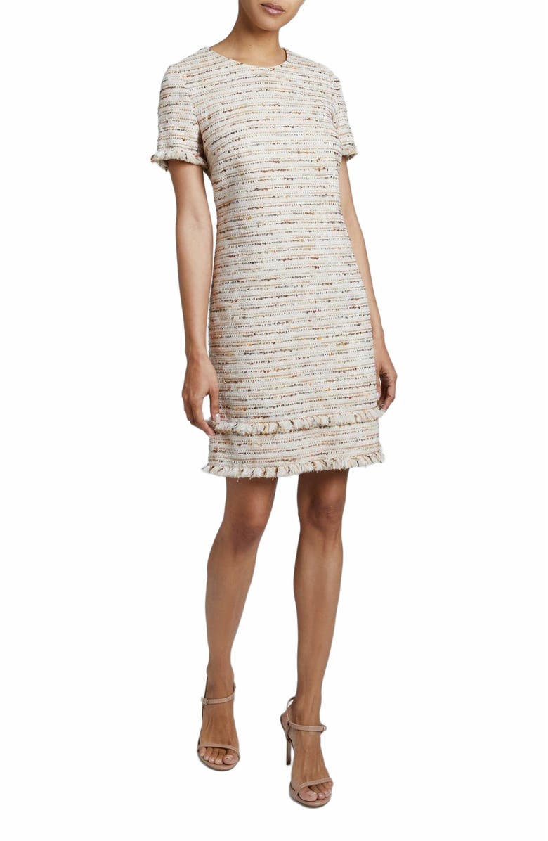 Santorelli MELANIA Short Sleeve Shift Dress in Modern Tweed, Main, color, 
