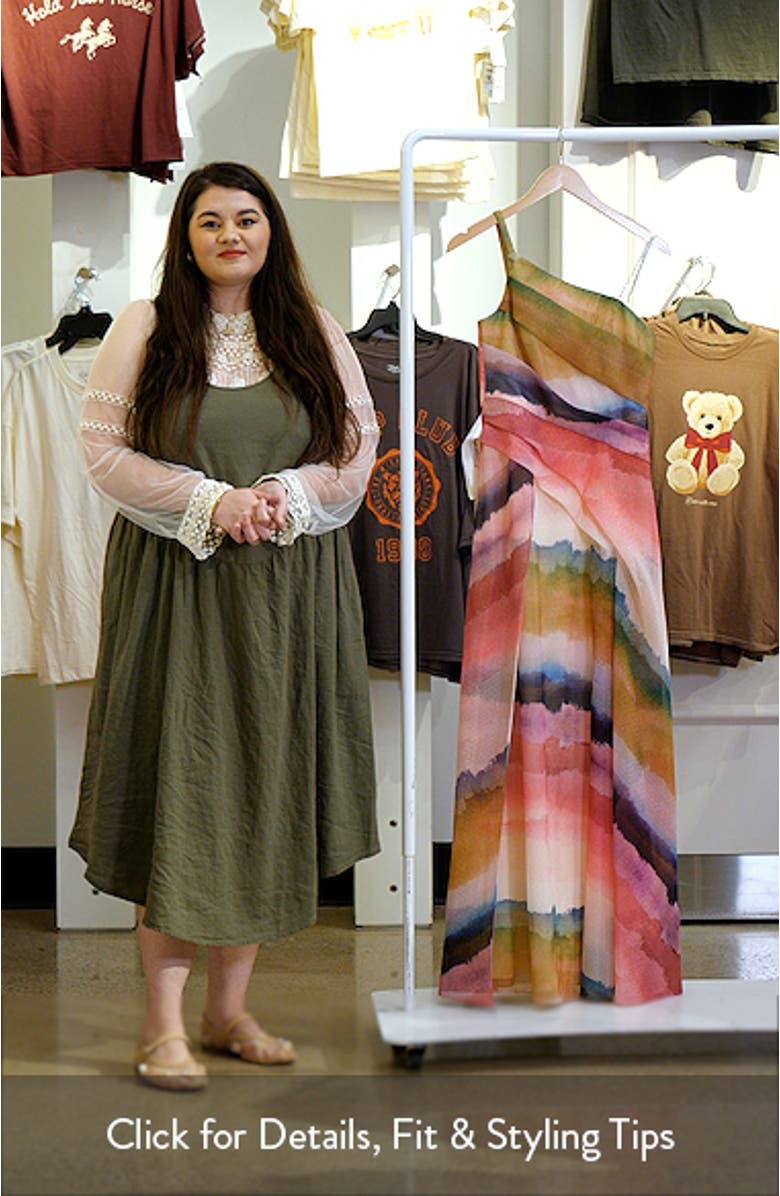 Normani One-Shoulder Printed Organza Gown, sales video thumbnail