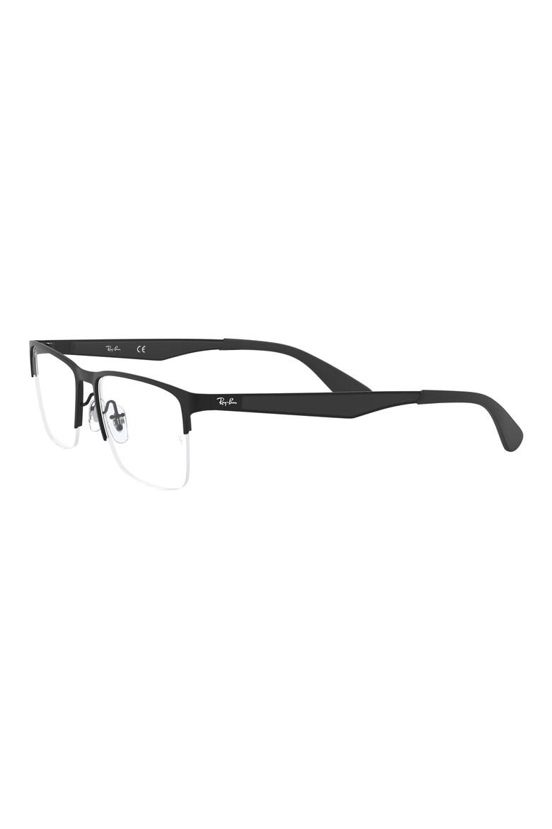 54mm Semi Rimless Rectangular Optical Glasses, Alternate, color, MATTE BLACK