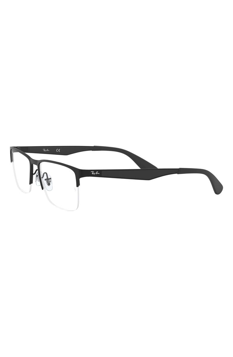 Ray-Ban 54mm Semi Rimless Rectangular Optical Glasses, Alternate, color, Matte Black