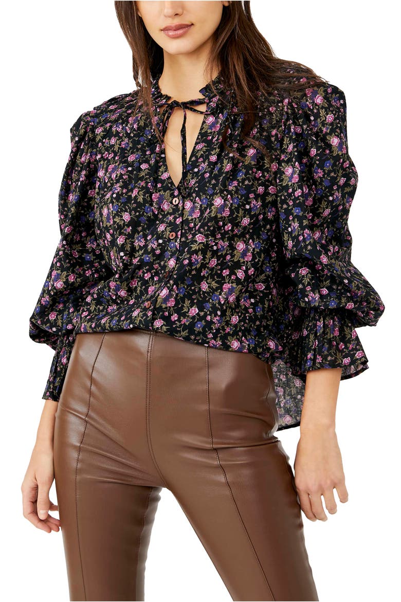 Meant To Be Floral Cotton Blouse, Main, color, BLACK COMBO