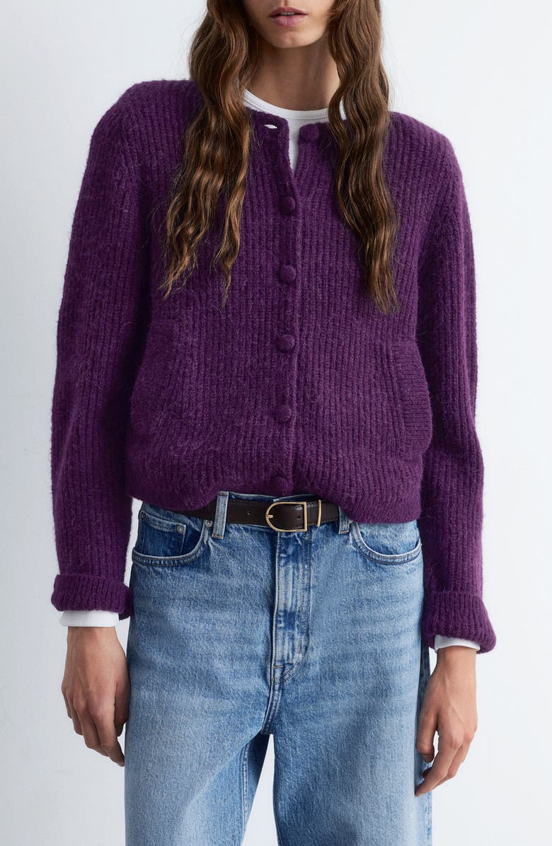 & Other Stories Fuzzy Rib Wool & Alpaca Blend Cardigan, Main, color,