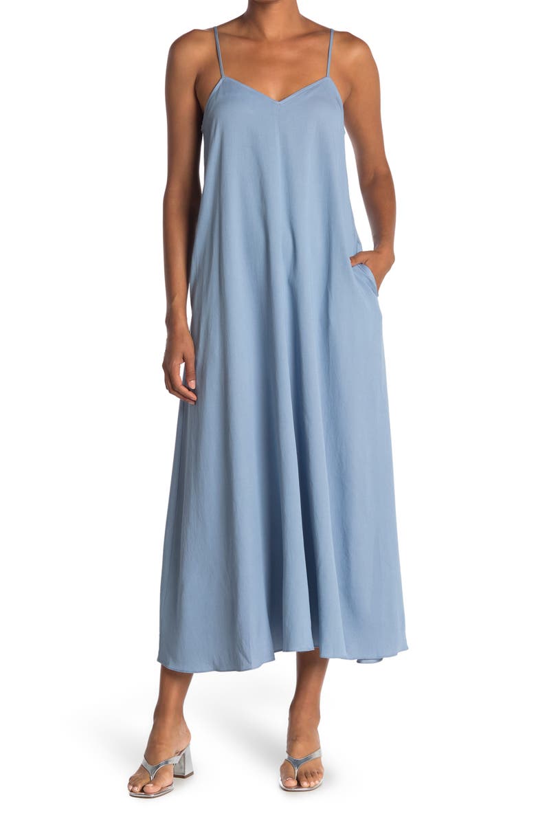 Donna Morgan Solid V-Neck Sleeveless Maxi Slip Dress, Main, color, 