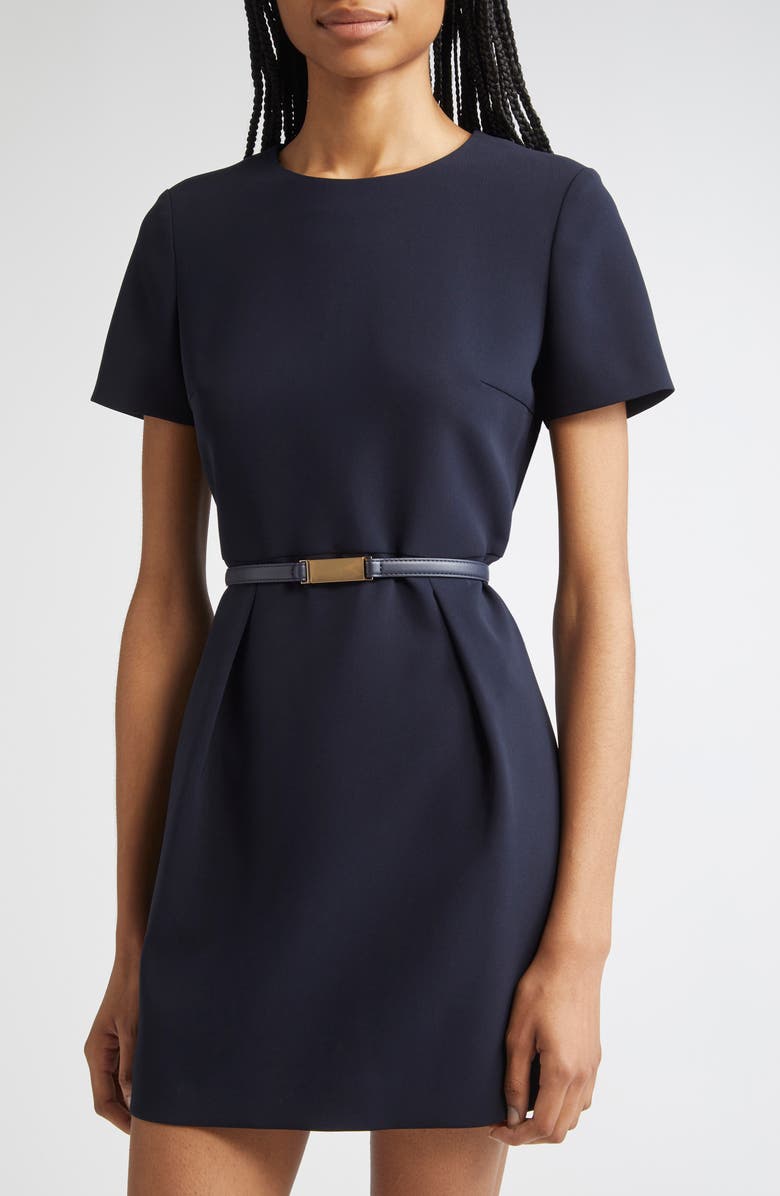 Max Mara Studio Kefalos Cady Belted Minidress, Alternate, color, Navy