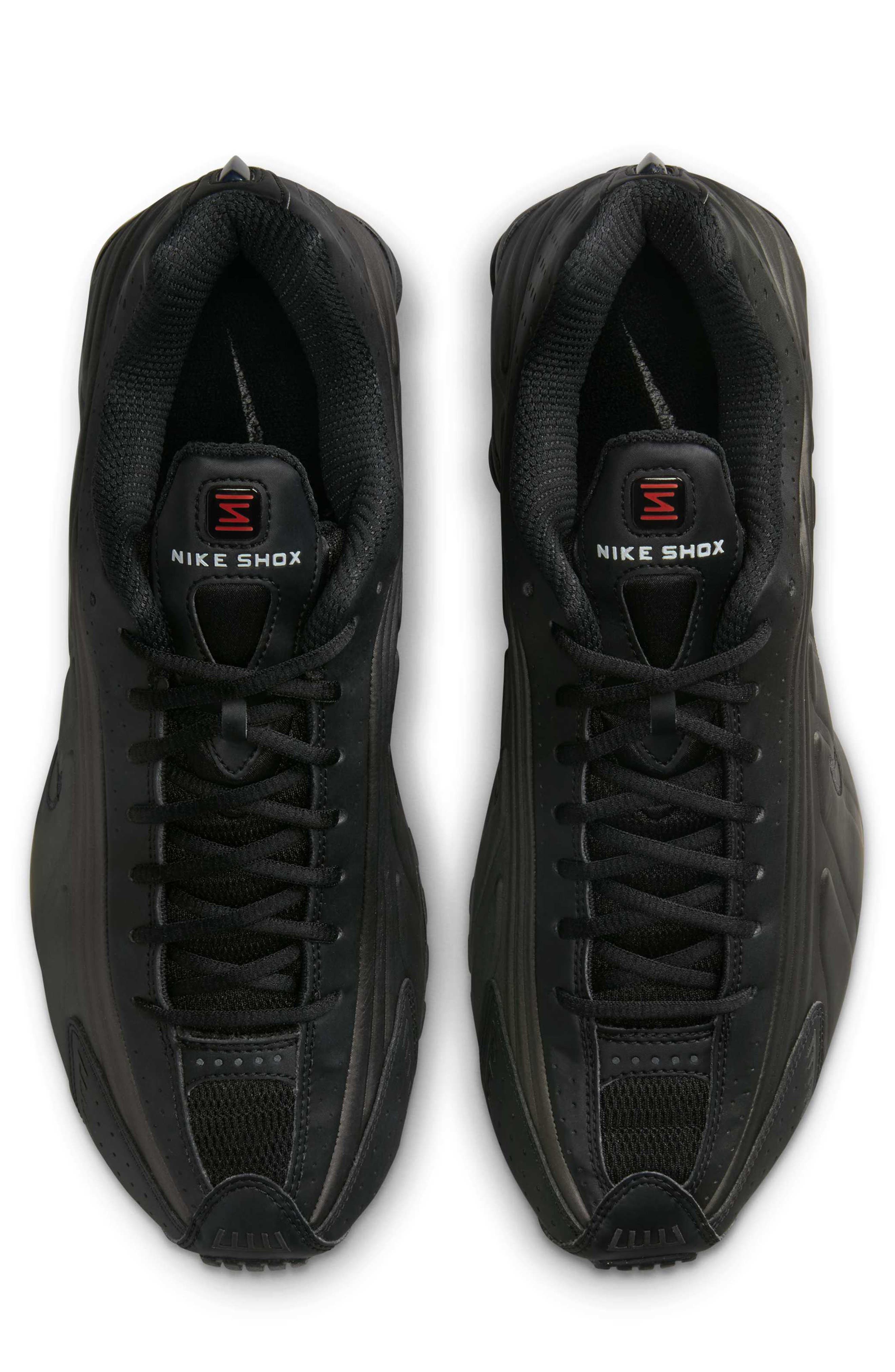 Nike Shox R4 Sneaker, Alternate, color, 001 Black/Black/Bright Crimson/Black