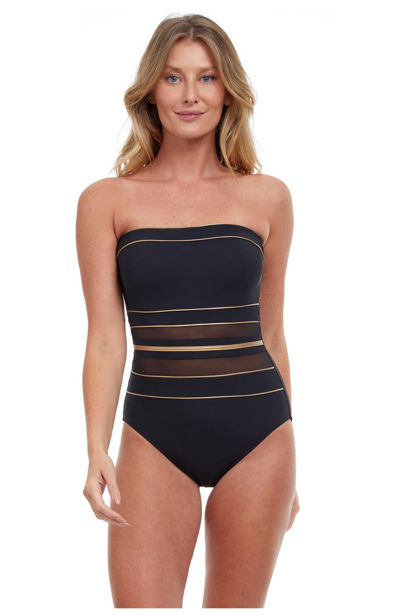 Gottex Onyx Bandeau Strapless One Piece, Main, color, Black-Gold